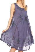 Sakkas Tina Women's Casual Summer Loose Sleeveless Tank Midi Dress Cover-up#color_SteelBlue