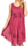 Sakkas Tina Women's Casual Summer Loose Sleeveless Tank Midi Dress Cover-up#color_Wine
