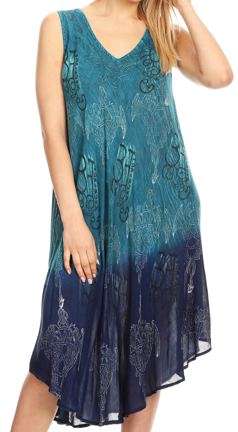 Sakkas Milly Women's Midi Loose Casual Summer Sleeveless Dress Sundress Cover-up