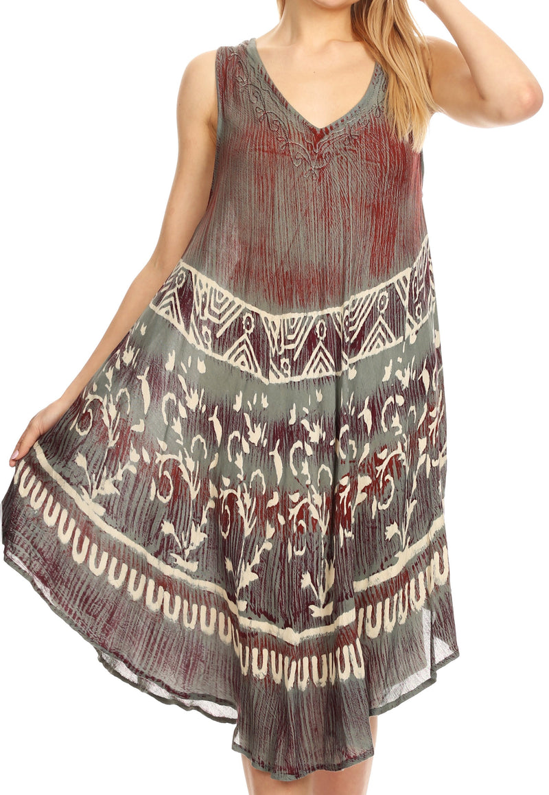 Sakkas Milly Women's Midi Loose Casual Summer Sleeveless Dress Sundress Cover-up
