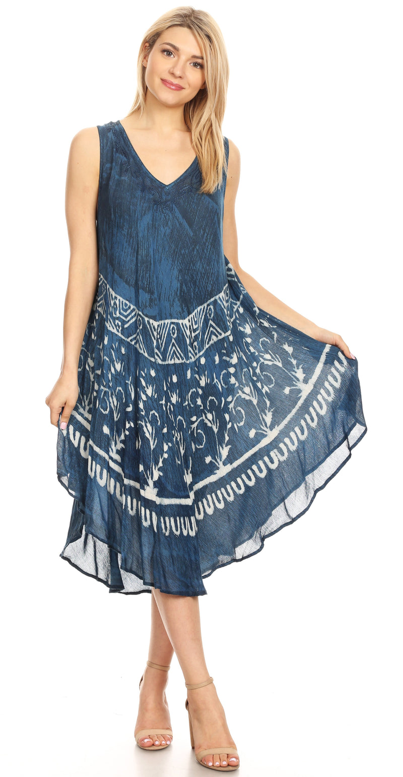Sakkas Milly Women's Midi Loose Casual Summer Sleeveless Dress Sundress Cover-up