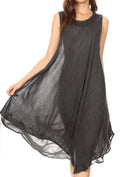 Sakkas Milly Women's Midi Loose Casual Summer Sleeveless Dress Sundress Cover-up#color_19308-DarkGrey 