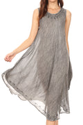 Sakkas Milly Women's Midi Loose Casual Summer Sleeveless Dress Sundress Cover-up#color_19308-Grey