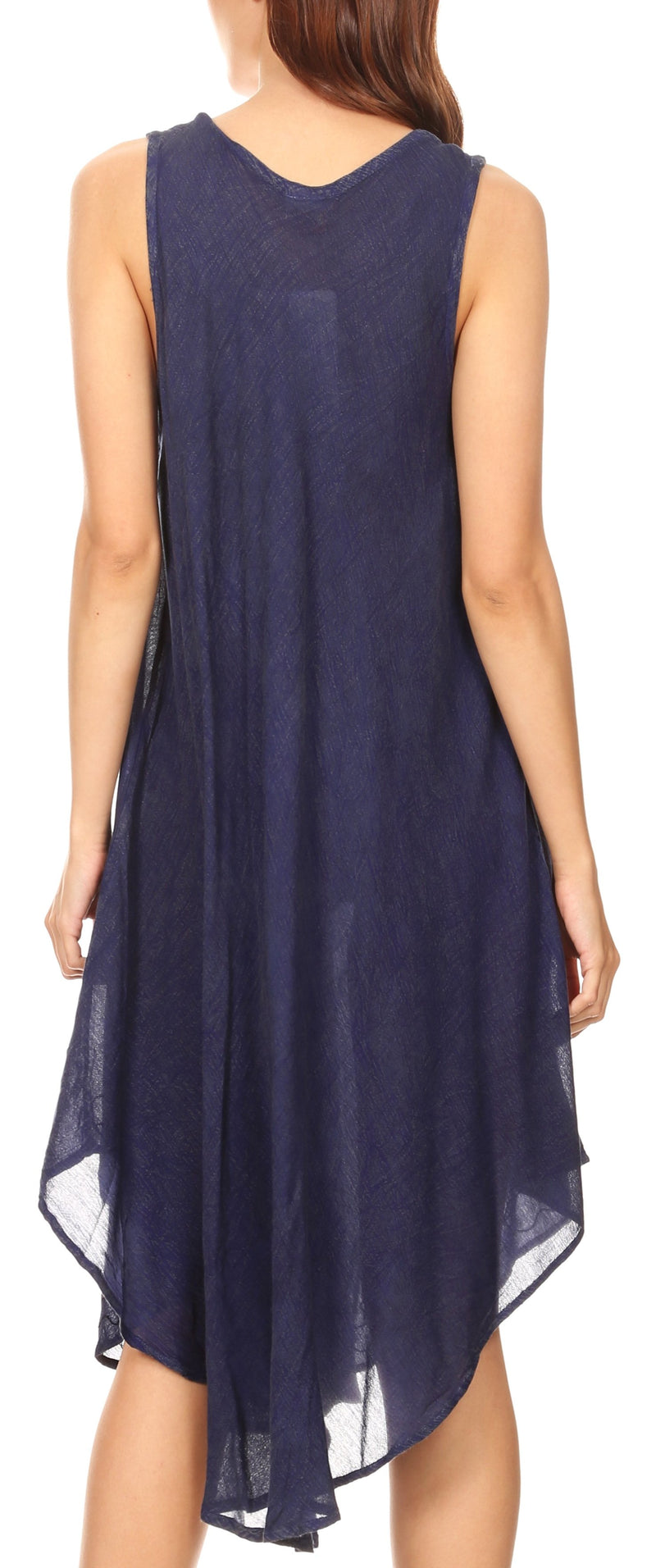 Sakkas Milly Women's Midi Loose Casual Summer Sleeveless Dress Sundress Cover-up
