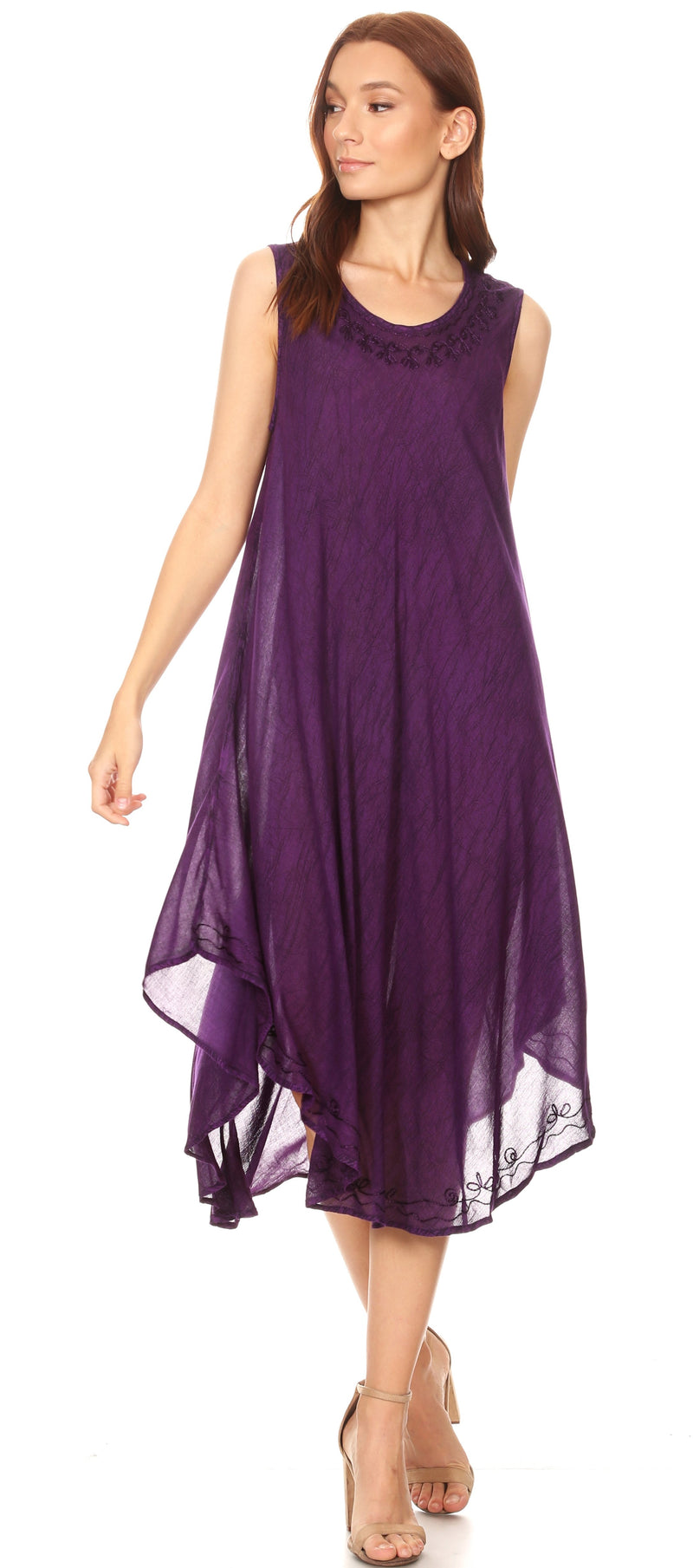 Sakkas Milly Women's Midi Loose Casual Summer Sleeveless Dress Sundress Cover-up