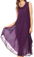 Sakkas Milly Women's Midi Loose Casual Summer Sleeveless Dress Sundress Cover-up#color_19308-Purple