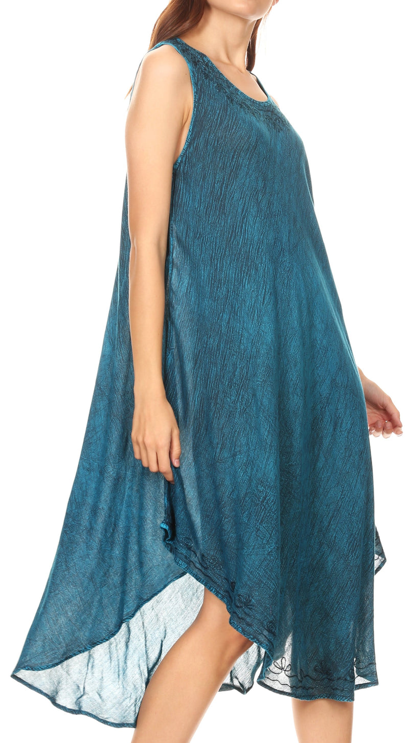 Sakkas Milly Women's Midi Loose Casual Summer Sleeveless Dress Sundress Cover-up