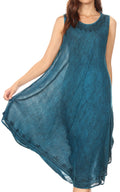 Sakkas Milly Women's Midi Loose Casual Summer Sleeveless Dress Sundress Cover-up#color_19308-Teal