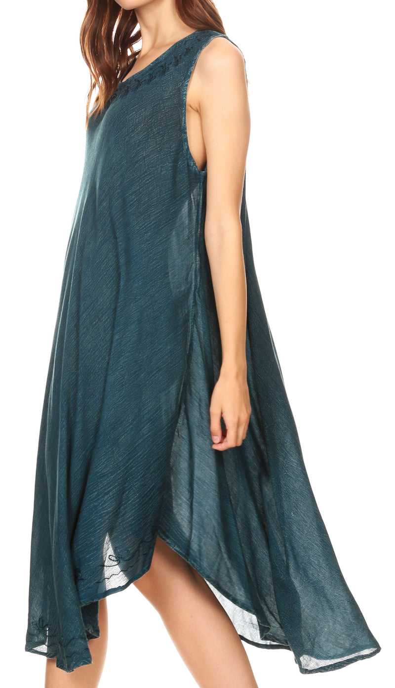 Sakkas Milly Women's Midi Loose Casual Summer Sleeveless Dress Sundress Cover-up