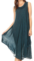 Sakkas Milly Women's Midi Loose Casual Summer Sleeveless Dress Sundress Cover-up#color_19308-TealBlue