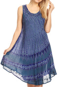 Sakkas Milly Women's Midi Loose Casual Summer Sleeveless Dress Sundress Cover-up#color_19325-TealPurple 
