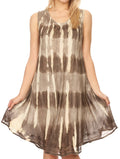Sakkas Milly Women's Midi Loose Casual Summer Sleeveless Dress Sundress Cover-up#color_Brown 