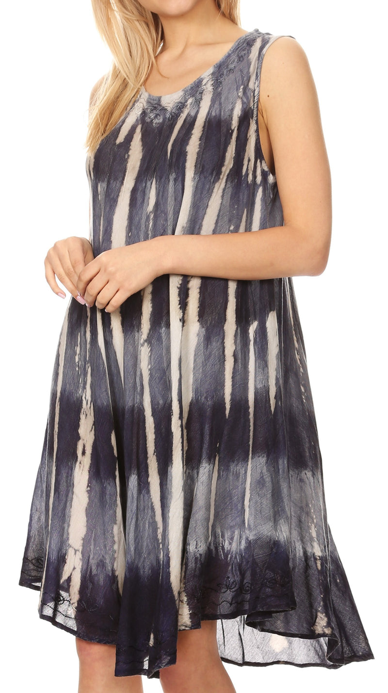 Sakkas Milly Women's Midi Loose Casual Summer Sleeveless Dress Sundress Cover-up