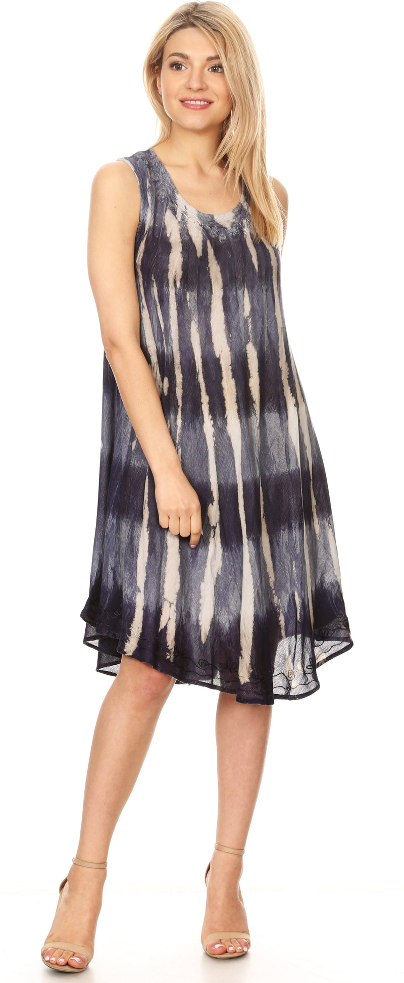 Sakkas Milly Women's Midi Loose Casual Summer Sleeveless Dress Sundress Cover-up