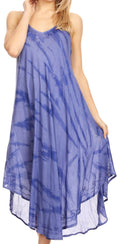 Sakkas Nila Women's Double Spaghetti Strap V-neck Casual Maxi Long Summer Dress#color_19332-Blue
