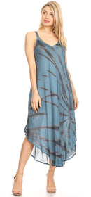 Sakkas Nila Women's Double Spaghetti Strap V-neck Casual Maxi Long Summer Dress