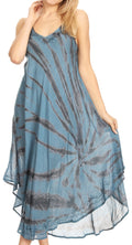Sakkas Nila Women's Double Spaghetti Strap V-neck Casual Maxi Long Summer Dress#color_19332-SteelBlue