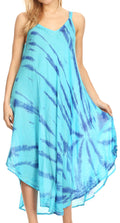 Sakkas Nila Women's Double Spaghetti Strap V-neck Casual Maxi Long Summer Dress#color_19332-Turquoise