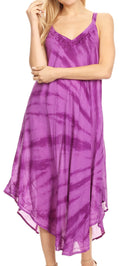 Sakkas Nila Women's Double Spaghetti Strap V-neck Casual Maxi Long Summer Dress#color_19332-Violet