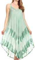 Sakkas Nila Women's Double Spaghetti Strap V-neck Casual Maxi Long Summer Dress#color_19334-Green