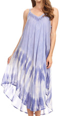Sakkas Nila Women's Double Spaghetti Strap V-neck Casual Maxi Long Summer Dress#color_19334-SkyBlue