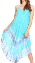 Sakkas Nila Women's Double Spaghetti Strap V-neck Casual Maxi Long Summer Dress#color_19334-Turquoise
