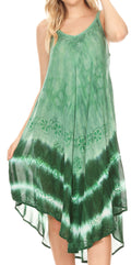 Sakkas Nila Women's Double Spaghetti Strap V-neck Casual Maxi Long Summer Dress#color_19335-Green