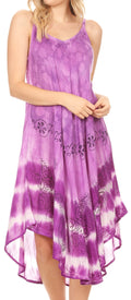 Sakkas Nila Women's Double Spaghetti Strap V-neck Casual Maxi Long Summer Dress#color_19335-Lavender
