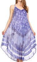 Sakkas Nila Women's Double Spaghetti Strap V-neck Casual Maxi Long Summer Dress#color_19335-Periwinkle