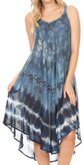 Sakkas Nila Women's Double Spaghetti Strap V-neck Casual Maxi Long Summer Dress#color_19335-SteelBlue