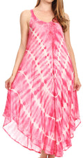 Sakkas Nila Women's Double Spaghetti Strap V-neck Casual Maxi Long Summer Dress#color_19336-Pink