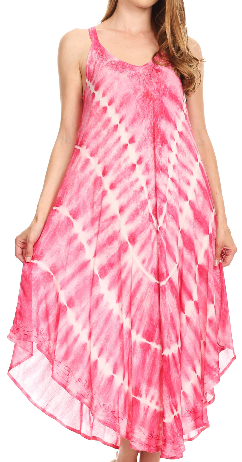 Sakkas Nila Women's Double Spaghetti Strap V-neck Casual Maxi Long Summer Dress