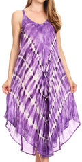 Sakkas Nila Women's Double Spaghetti Strap V-neck Casual Maxi Long Summer Dress#color_19336-Purple