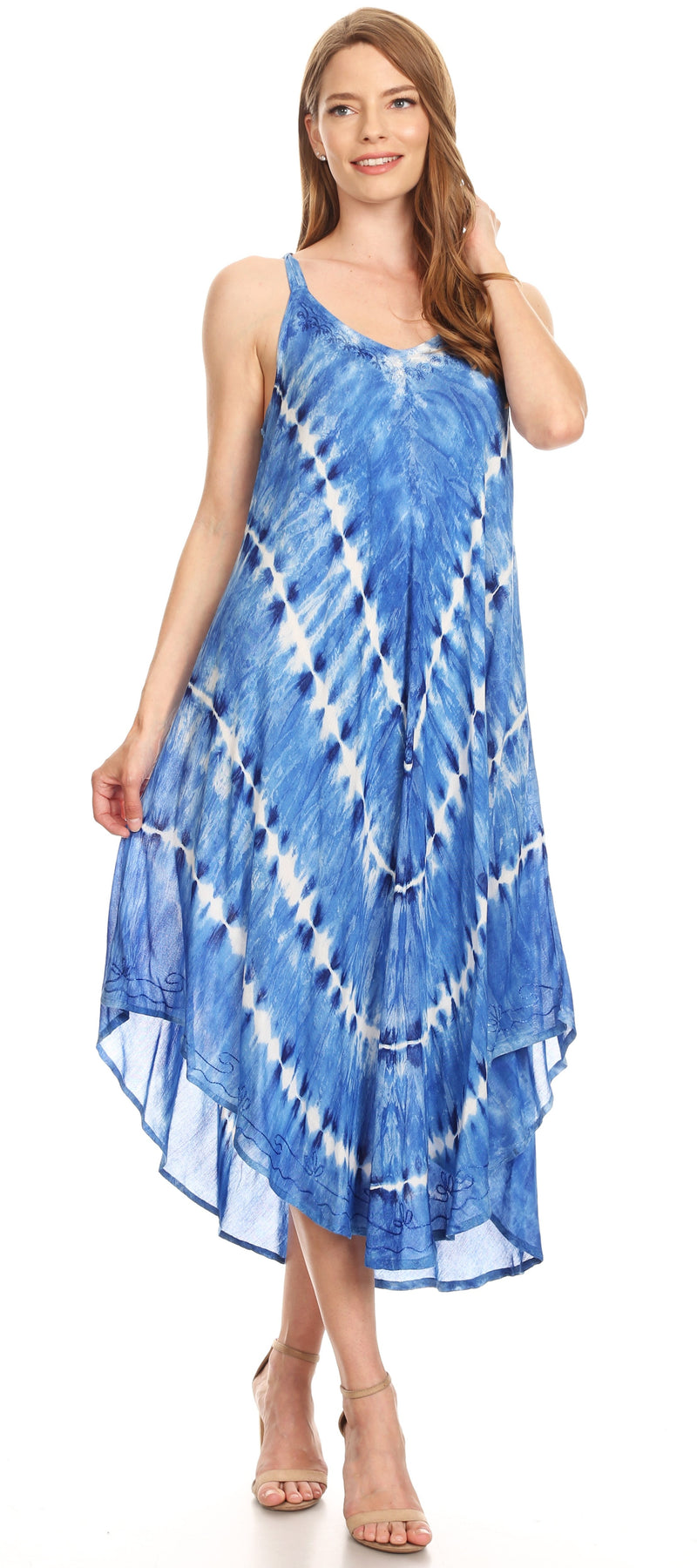 Sakkas Nila Women's Double Spaghetti Strap V-neck Casual Maxi Long Summer Dress