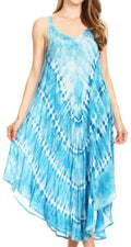 Sakkas Nila Women's Double Spaghetti Strap V-neck Casual Maxi Long Summer Dress#color_19336-Turquoise