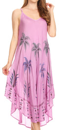 Sakkas Nila Women's Double Spaghetti Strap V-neck Casual Maxi Long Summer Dress#color_Lavender