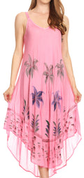 Sakkas Nila Women's Double Spaghetti Strap V-neck Casual Maxi Long Summer Dress#color_Pink