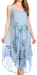 Sakkas Nila Women's Double Spaghetti Strap V-neck Casual Maxi Long Summer Dress#color_SkyBlue