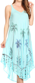 Sakkas Nila Women's Double Spaghetti Strap V-neck Casual Maxi Long Summer Dress#color_Turquoise