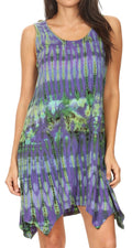 Sakkas Dora Women's Sleeveless Knit Loose Casual Shift Print Tank Dress Sundress#color_19445-Purple
