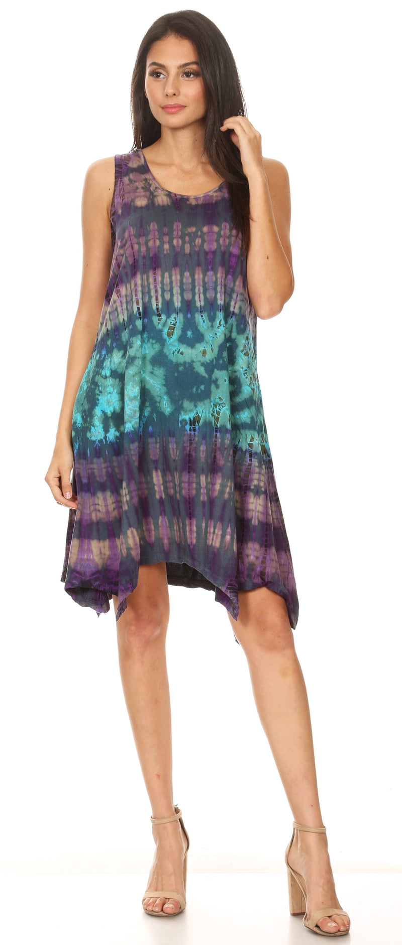 Sakkas Dora Women's Sleeveless Knit Loose Casual Shift Print Tank Dress Sundress