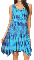 Sakkas Dora Women's Sleeveless Knit Loose Casual Shift Print Tank Dress Sundress#color_19445-Turquoise