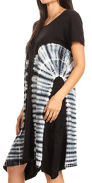 Sakkas Sirena Women's Short Sleeve Loose Plain Midi Casual Scoop Neck Flared Dress