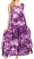 Sakkas Arisa Women's Maxi Casual Tie Dye Sleeveless Layered Cover up Tank Dress#color_C-4
