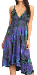 Sakkas Luzia Women's Sleeveless Midi Flared Casual Summer Dress V-neck Knit#color_Purple