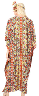 Sakkas Mera Women's Long Loose Short Sleeve Summer Casual Caftan Kaftan Dress