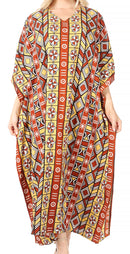 Sakkas Mera Women's Long Loose Short Sleeve Summer Casual Caftan Kaftan Dress