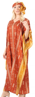 Sakkas Mera Women's Long Loose Short Sleeve Summer Casual Caftan Kaftan Dress#color_KAF1015-Brown