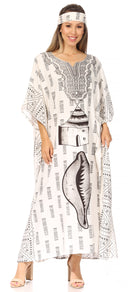 Sakkas Mera Women's Long Loose Short Sleeve Summer Casual Caftan Kaftan Dress