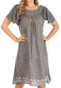 Sakkas Desma Women Casual Loose Summer off  Shoulder Midi Boho Dress Cover-up#color_Grey